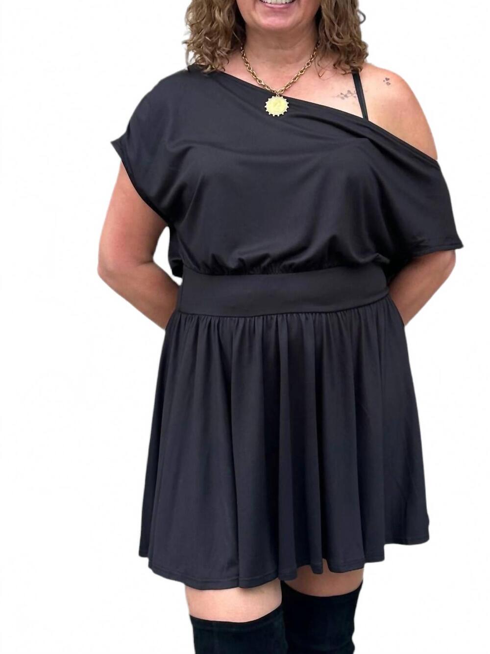 NEW BY TOGETHER off the shoulder mini dress in black